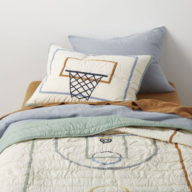 Modern Basketball Organic Cotton Kids Twin Quilt | Crate & Barrel