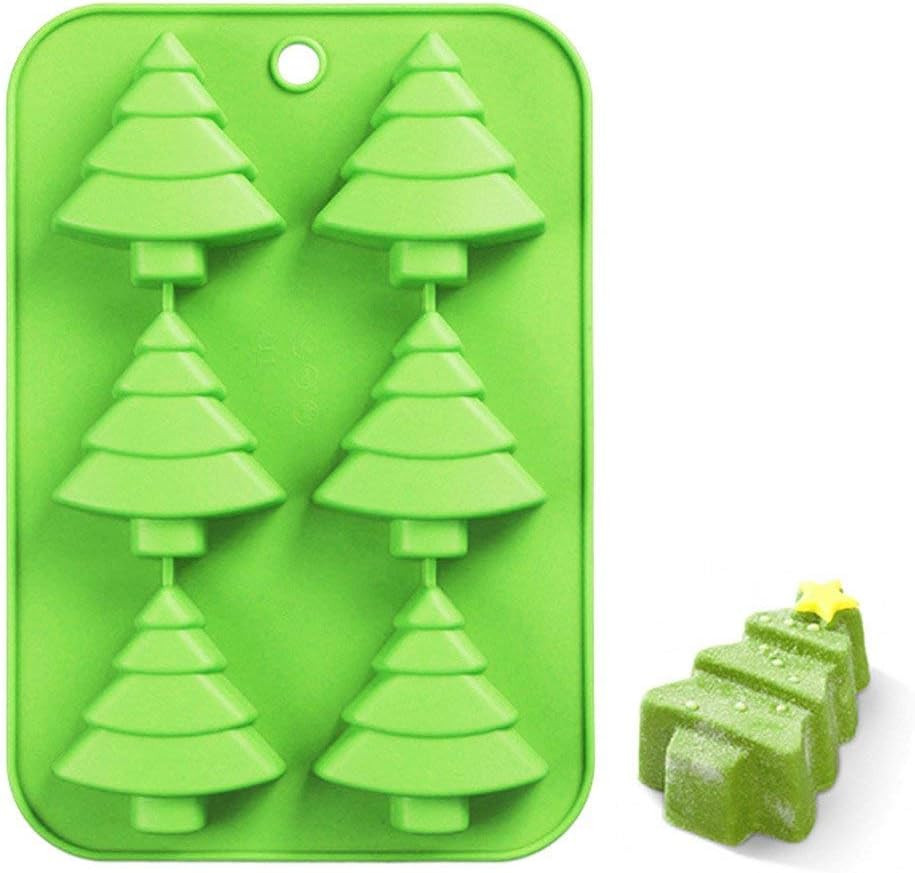 6 Christmas Tree Silicone Cake Baking Mold Cake Pan Handmade Soap Moulds Biscuit Chocolate Ice Cu... | Amazon (US)