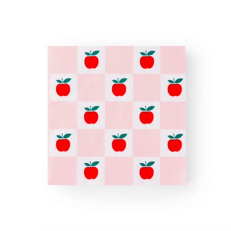 Bonjour F\u00eate Apple Checkered Paper Napkins, Disposable Party Supplies, 20 Count, Lunch Size,... | Walmart (US)