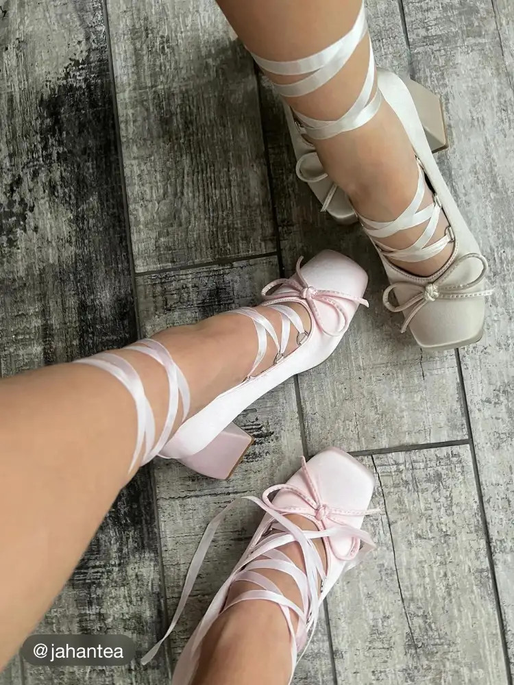 Ballet Satin Bow Mary Jane Heels | Cider