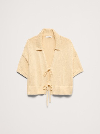 Cotton Tie-Front Polo Cardigan | Banana Republic (US)