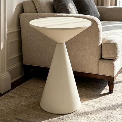 COVLON Small Drink Table, Round Martini Table, Drum End Table Side Table, Metal Accent Table,for Small Space Living Room, Bedroom, Sand | Amazon (US)