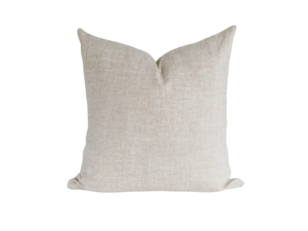Oatmeal Linen Pillow Cover: Modern Farmhouse Throw Pillow - Etsy | Etsy (US)