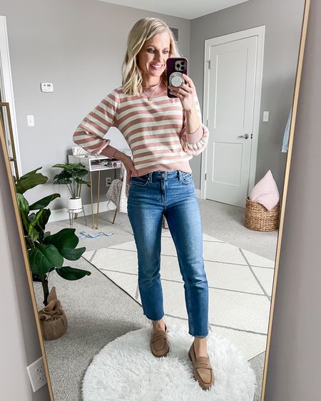 What I wore this week! I love this sweater and haven’t worn it in a long time because it’s out of stock. But I linked similar options. The jeans are thrifted. The brand is Paige. I linked some similar options  

#LTKSeasonal #LTKstyletip #LTKshoecrush