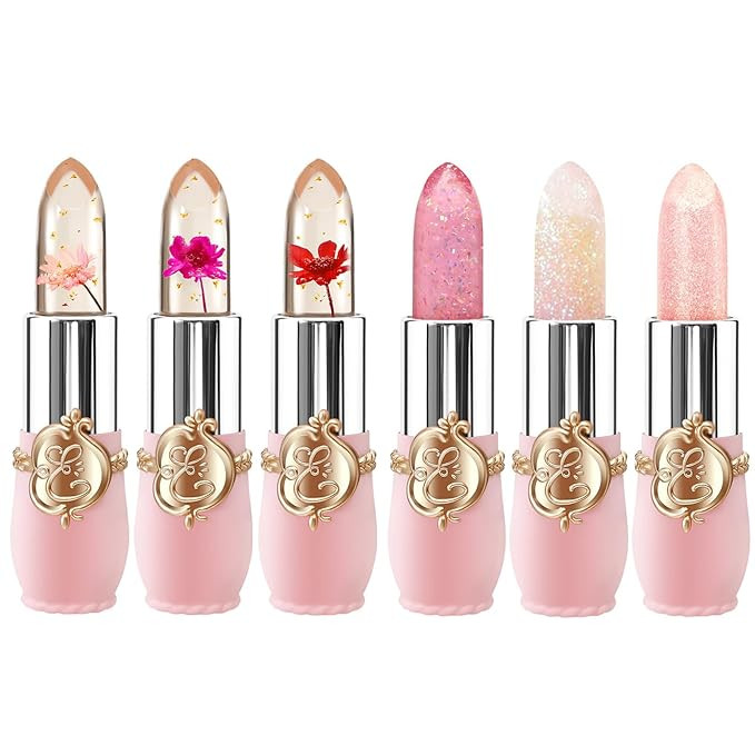 BestLand 6 Pcs/Set Flower Jelly Lipstick Set Temperature Change Moisturizer Long Lasting Nutritio... | Amazon (US)