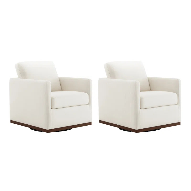 Bobbi Upholstered Swivel Armchair with Reversible Cushions (Set of 2) (Set of 2) | Wayfair North America