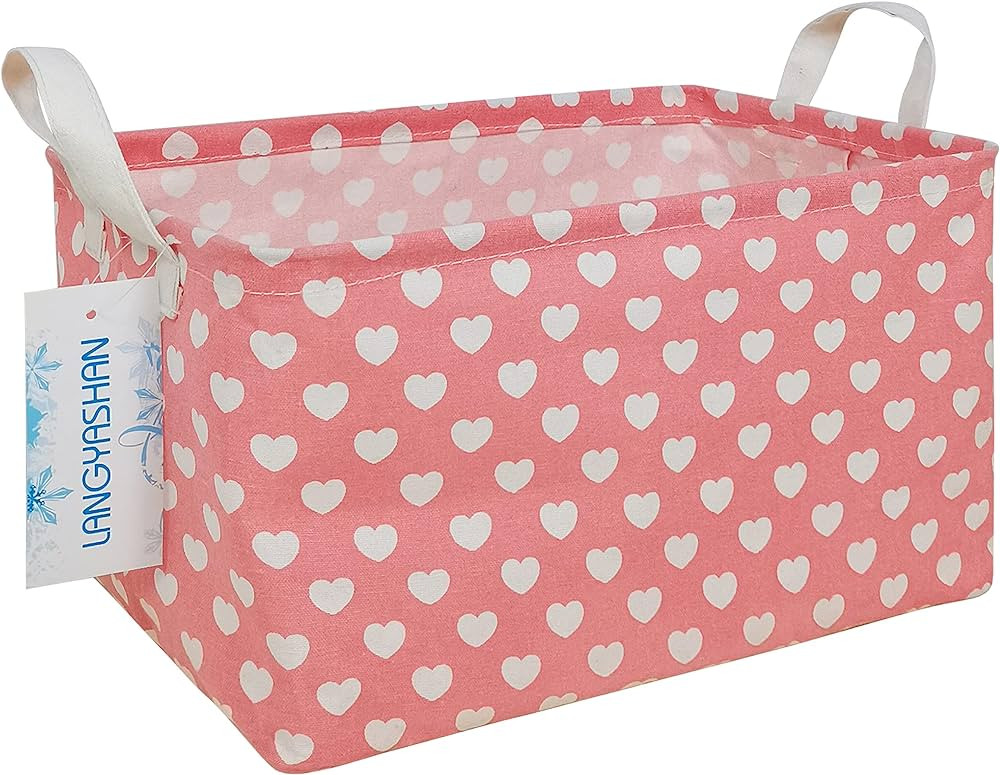 LANGYASHAN Rectangular Storage Bin Collapse Canvas Fabric Cartoon Storage Basket with Handles for... | Amazon (US)