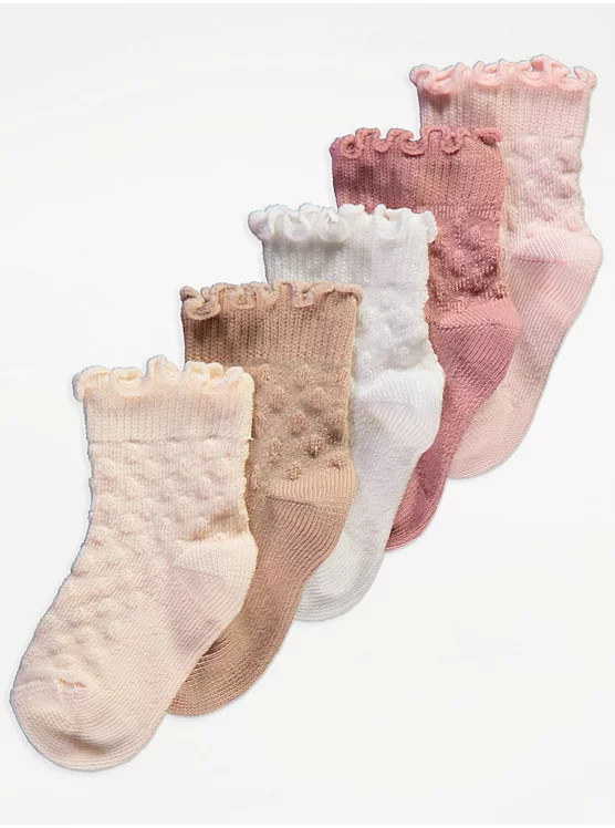 Frill Textured Spot Cotton Rich Ankle Socks 5 Pack | George at ASDA