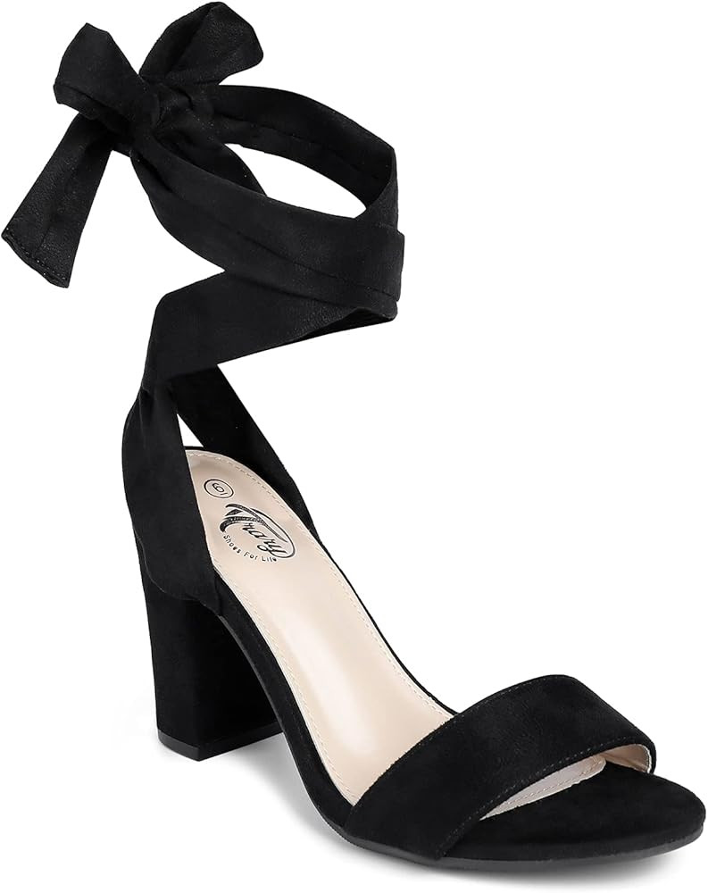 Trary Women's Lace Up Chunky Heel Sandals | Amazon (US)