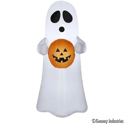 Halloween Airblown Inflatable, Cute Ghost Holding Pumpkin, 4 ft, by Way To Celebrate | Walmart (US)