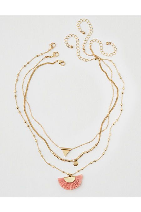 AE Gold Tassel Layering Necklace | American Eagle Outfitters (US & CA)