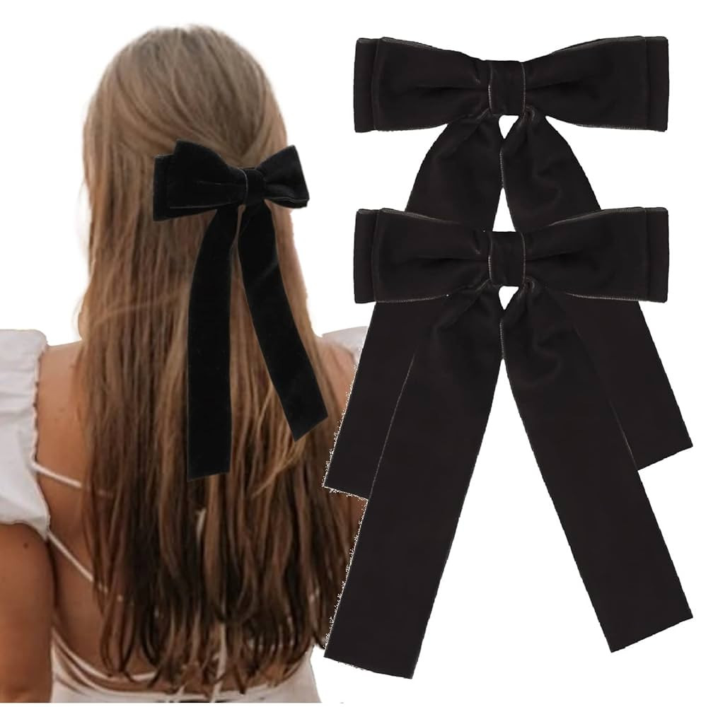Tobeffect Hair Clip - Hair Bows for Women Girls Velvet Hair Ribbon Black Bow Hair Clips Vintage H... | Amazon (US)