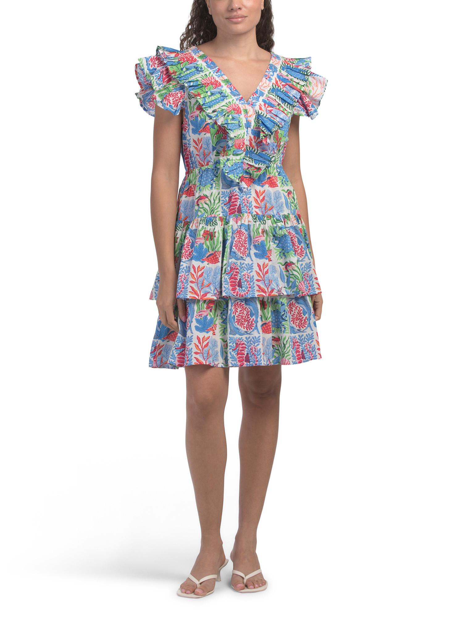 Ruffle Sleeve Stained Glass Mini Dress | TJ Maxx