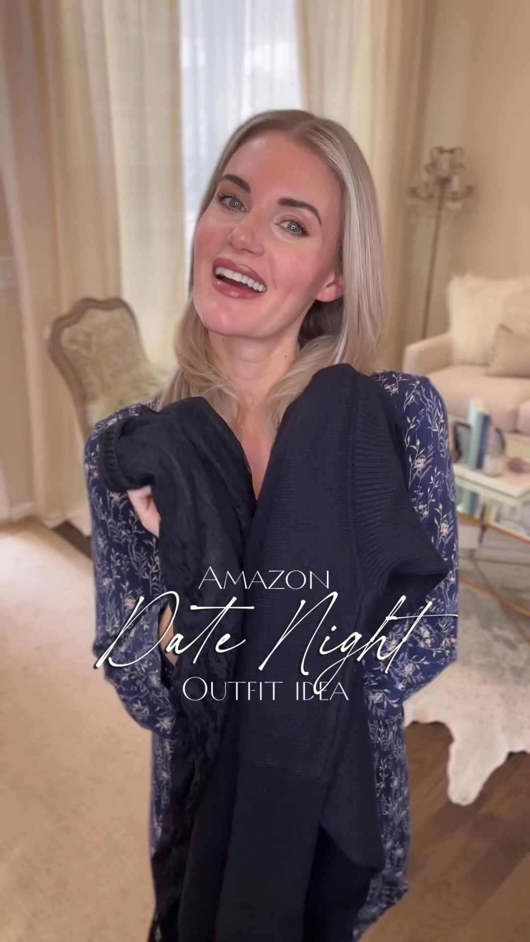 Date night outfit from @amazonfindsandfashion - wearing a small in the lace, see-through pants, and chunky turtleneck sweater. 7.5 in the designer look for less heels #AmazonFashion￼

#LTKfindsunder50 #LTKSeasonal #LTKfindsunder100