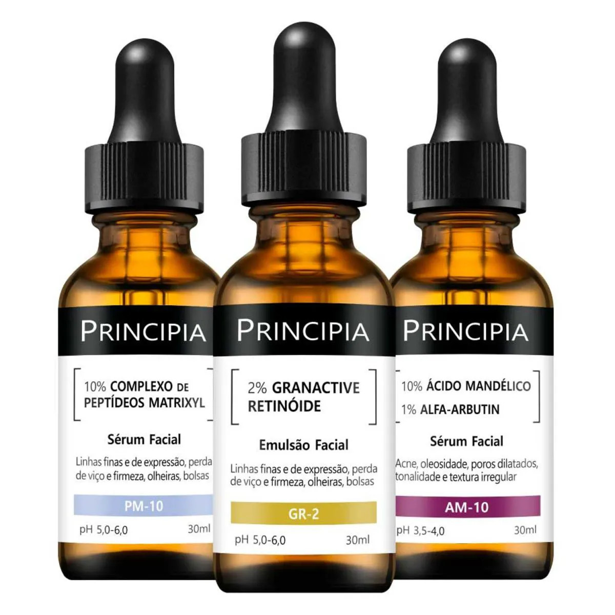 Kit 3 Séruns Principia Mandélico + Peptídeos + Retinóide | DrogaRaia (BR)