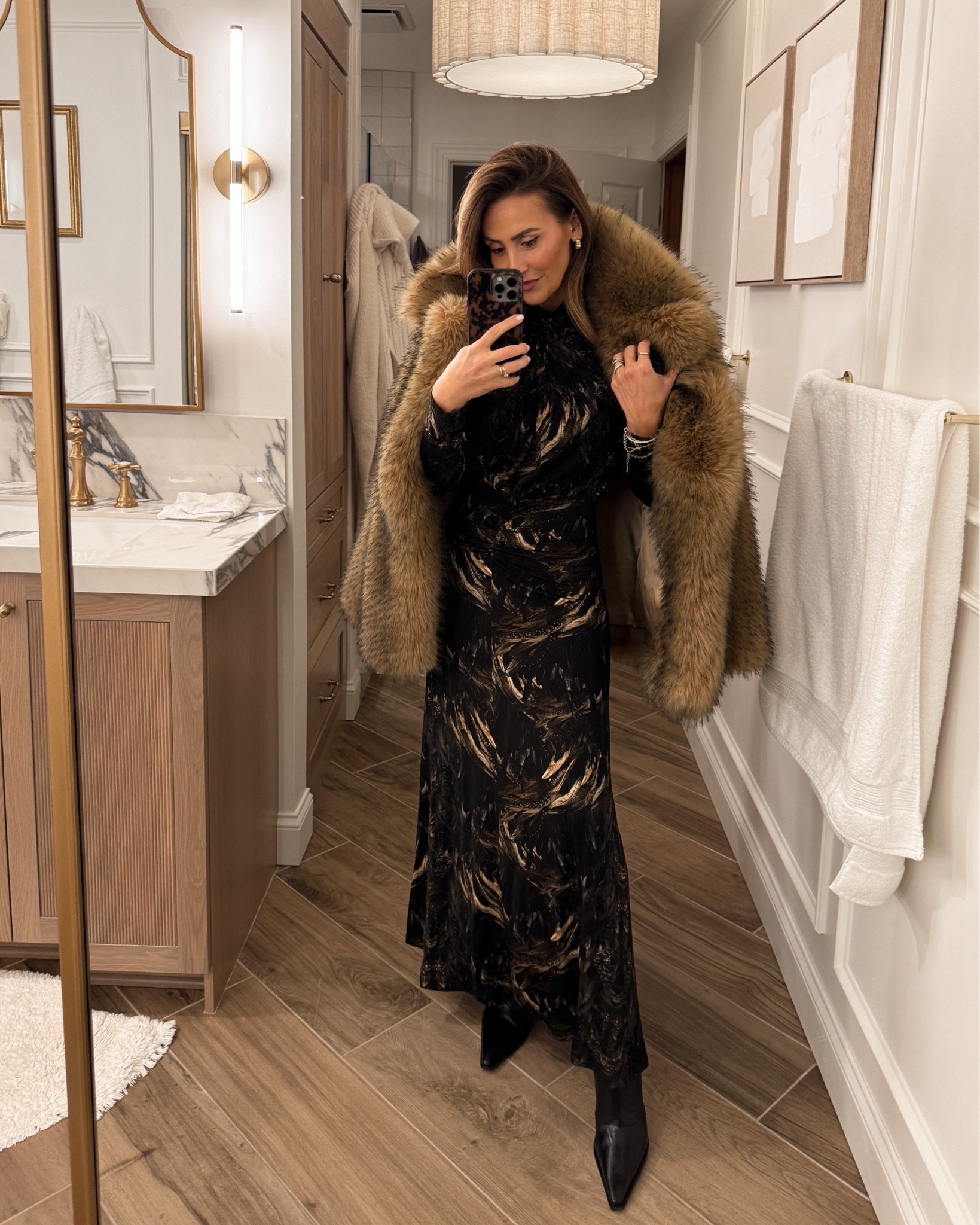 Maxi dress perfect for wedding guest season and any events you have! I wore it to dinner in Napa and to a holiday play tradition, and again last night for a birthday dinner layers with a fut coat. Dress is 40% off right now! Size 2 - fabric is stretchy and flattering! 

#LTKParties #LTKSaleAlert #LTKWedding