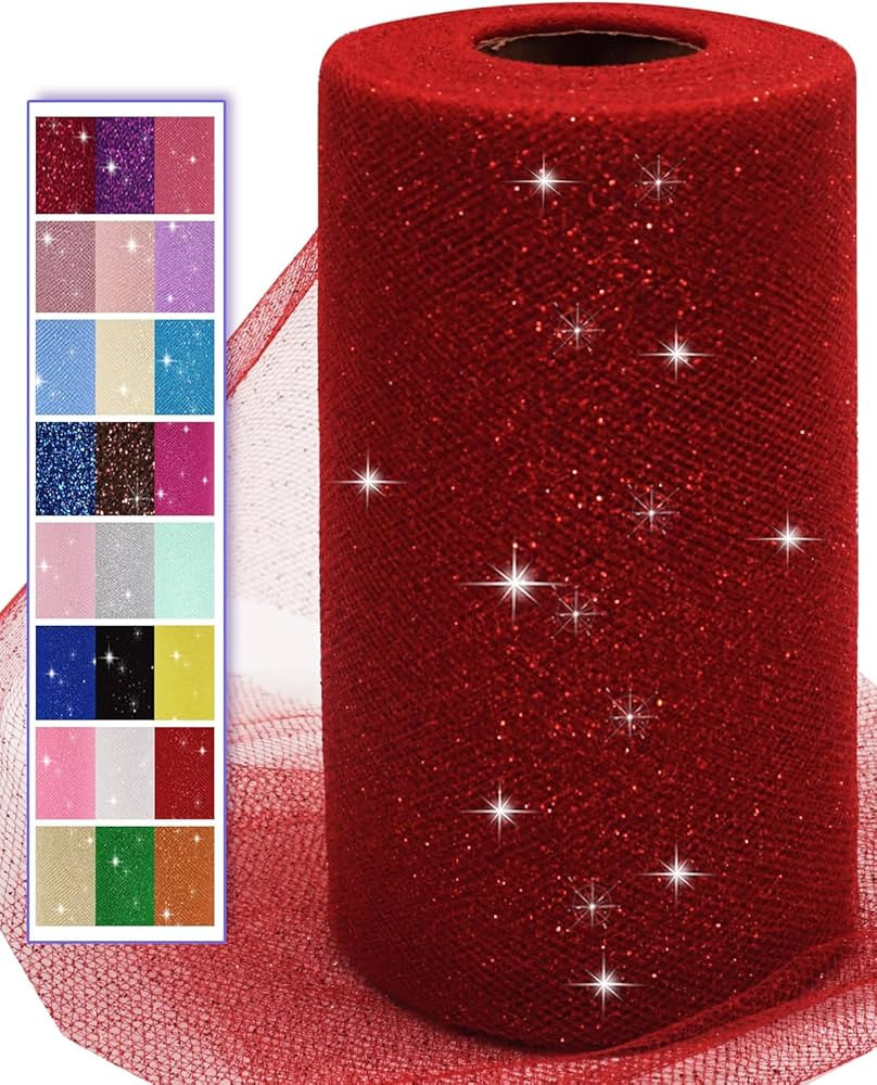 Glitter Tulle Fabric Rolls, 6 Inch 50 Yards (150ft) Sparkling Spool Ribbon Sequin Netting for Tut... | Amazon (CA)