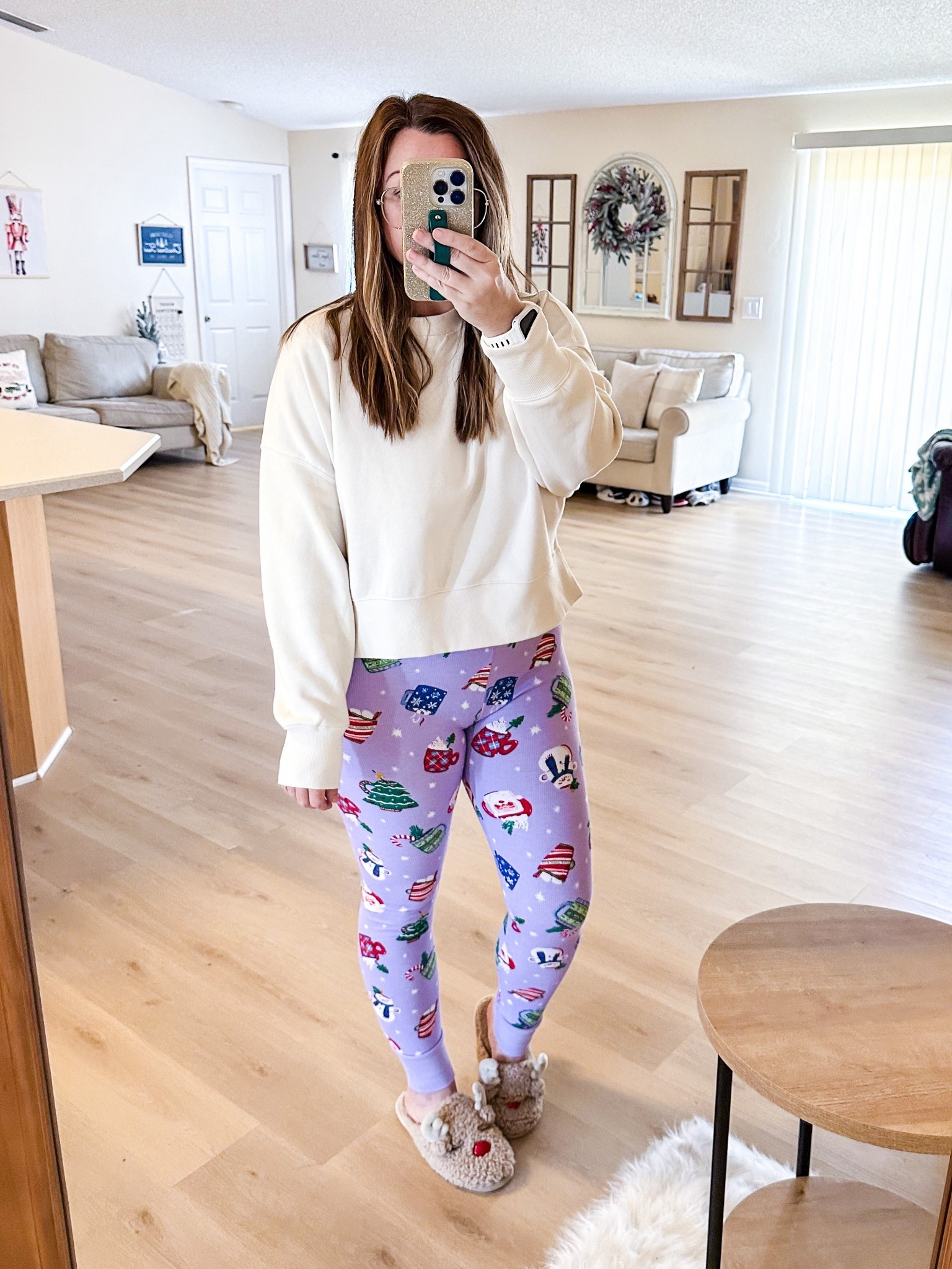 Christmas Jammies! Christmas pajama pants, gift ideas, slippers, cozy 
Sweatshirt: no link - got it years ago
Bottoms: M
Slippers: M (size 7)

#LTKGiftGuide #LTKSaleAlert #LTKHoliday