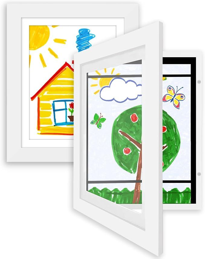 Americanflat Front Loading Kids Art Frame in White - 8.5x11 Frame with Mat and 10x12.5 Without Ma... | Amazon (US)