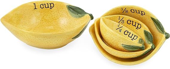 Boston International Ceramic Nesting Measuring Cups, Set of 4, Painterly Lemons | Amazon (US)