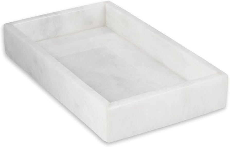Bey-Berk White Marble Napkin Holder - Guest Towel Tray for Bathroom, Kitchen Counter, and Outdoor... | Amazon (US)