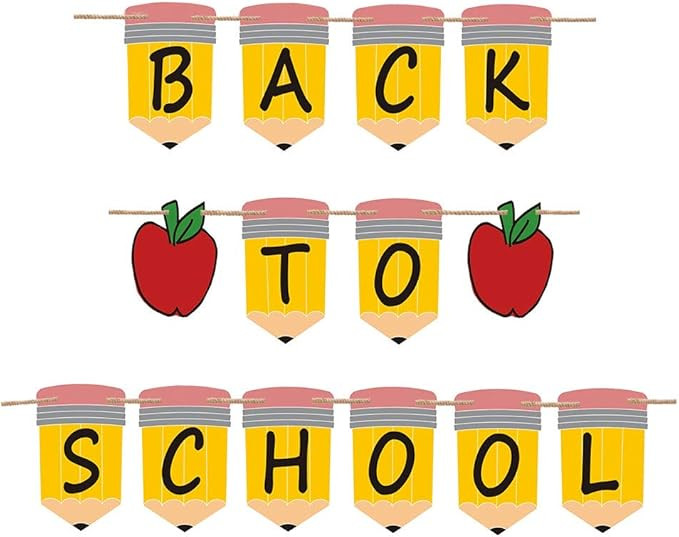 Back To School Banner - First Day of School Pencil Banner for Back to School Party Decoration, We... | Amazon (US)