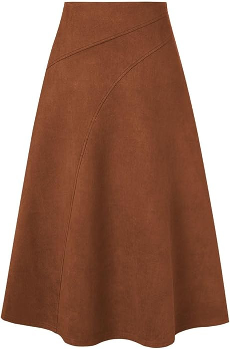2026 Women's Suede Skirts, High Waist A-Line Skirt, Fall Winter Midi Skirt | Amazon (US)