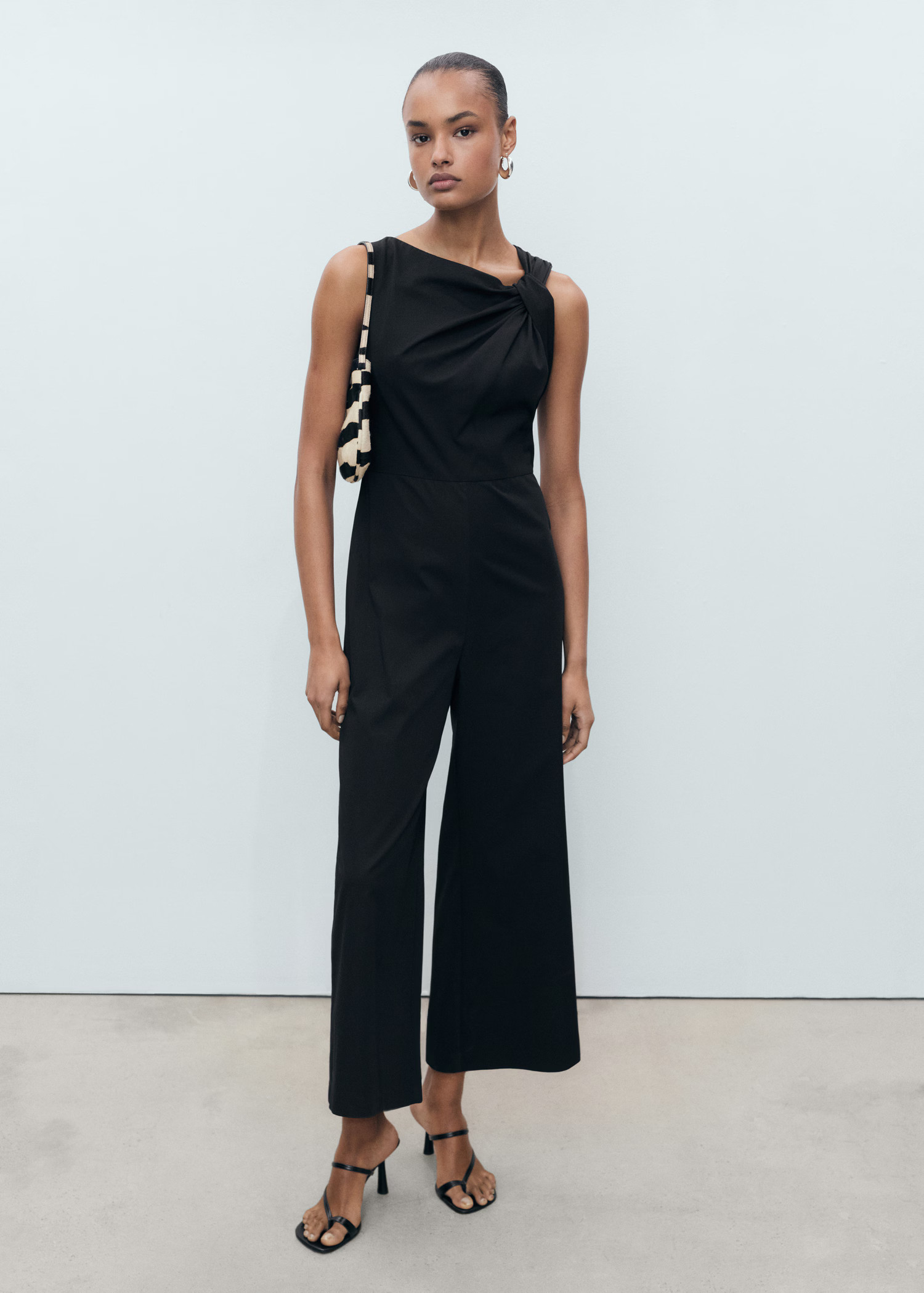 Long culotte jumpsuit with draped neck | Mango (US/MX/AU)