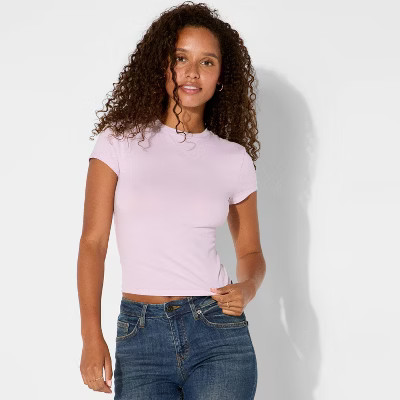 Women's Short Sleeve Crewneck T-Shirt - Wild Fable™ Light Purple XXS | Target