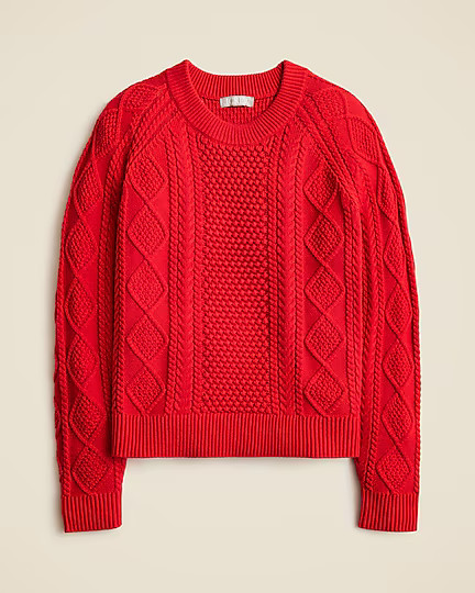 Cotton cable-knit crewneck sweater | J. Crew US