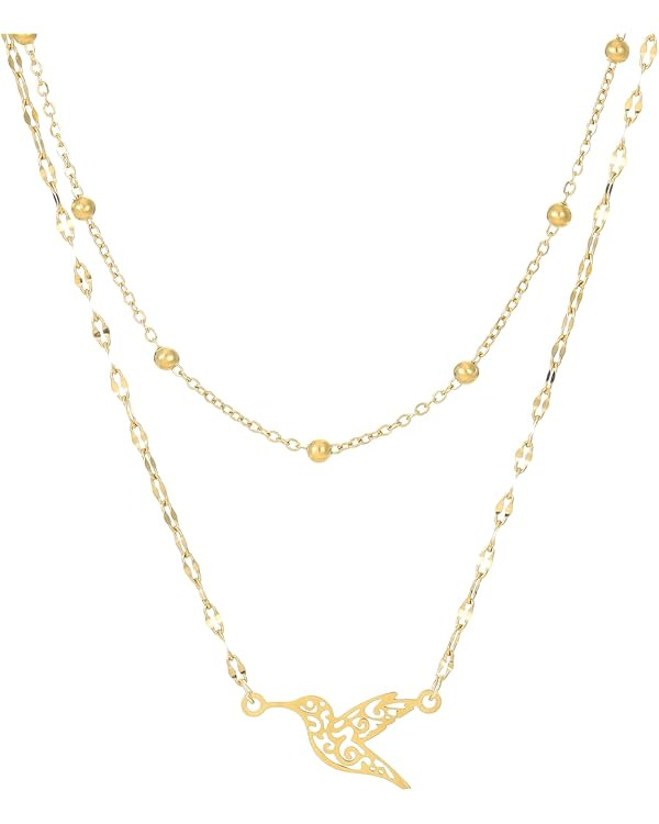 Gold Necklaces for Women Fashion Jewelry Cute Pendant Layered Necklaces Plated 14k Gold Chain Sta... | Amazon (US)