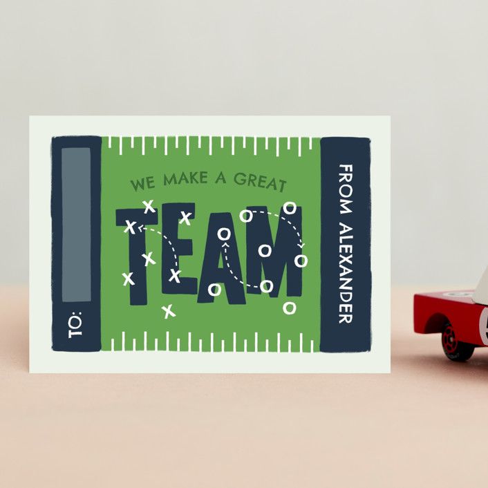 "Team" - Customizable Classroom Valentine's Day Cards in Blue by JeAnna Casper. | Minted