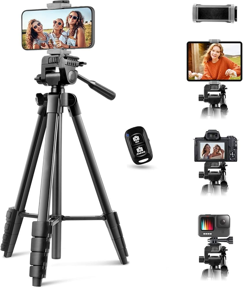 64” Phone&Tablet Tripod, Aureday Cell Phone Tripod for iPhone with Wireless Remote and Phone Ho... | Amazon (US)