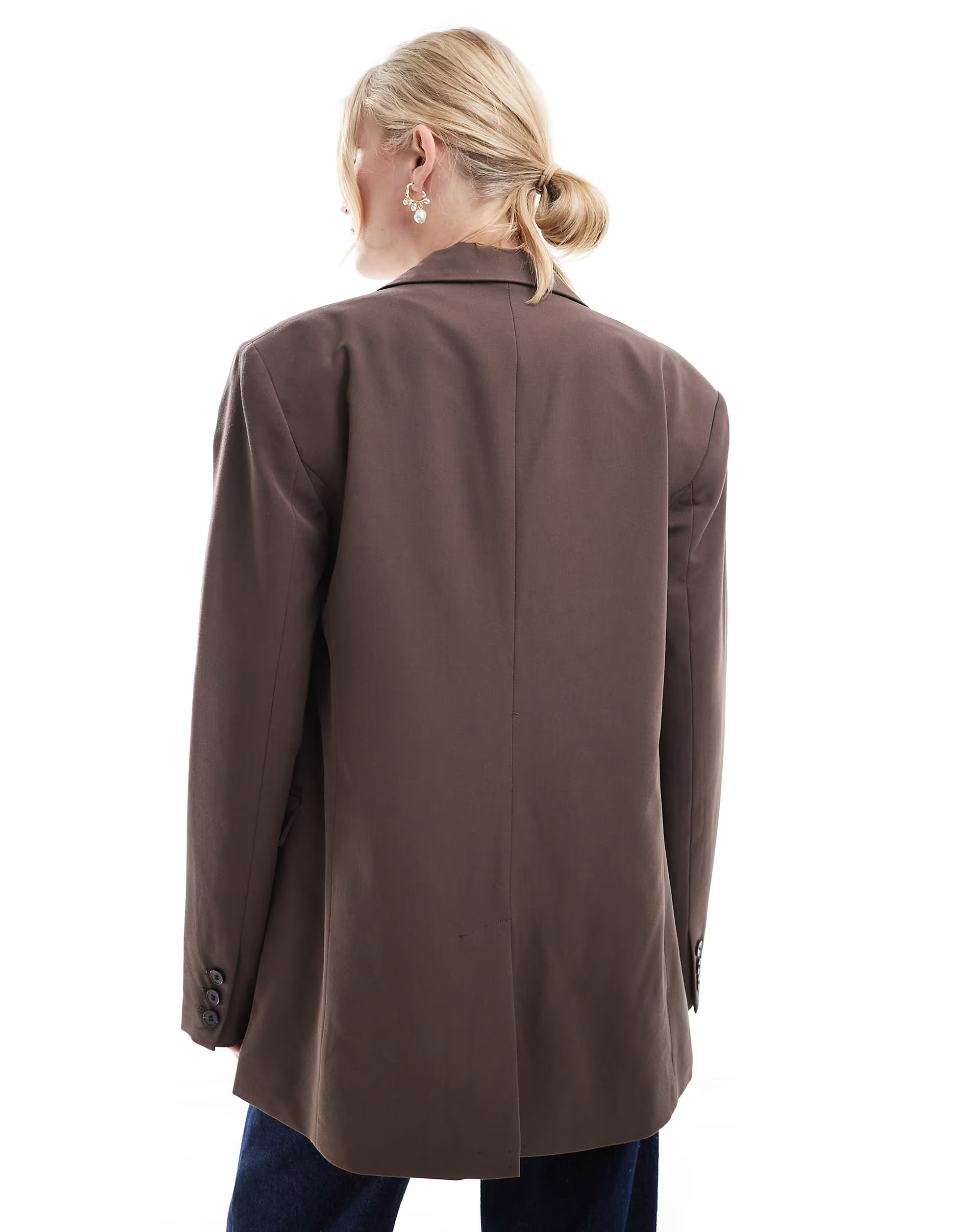 Pull&Bear oversized mansy blazer in dark brown | ASOS (Global)