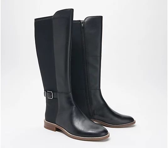 Clarks Collection Wide Calf Leather Boots - Camzin Tree | QVC