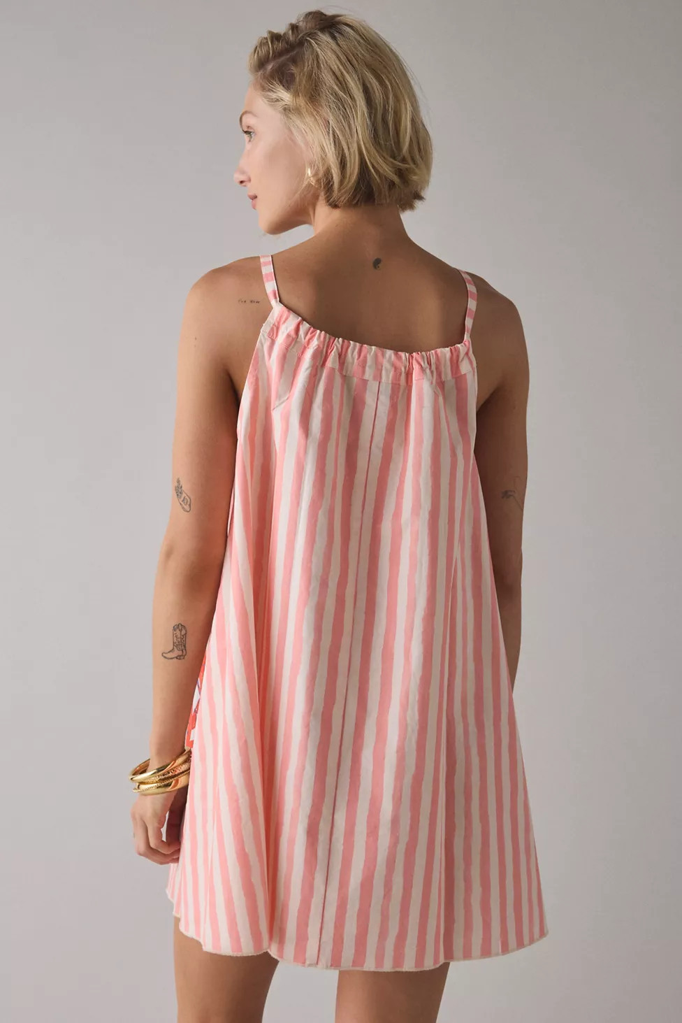 BDG Eva Tie-Front Ruched Strap Trapeze Mini Dress | Urban Outfitters (US and RoW)