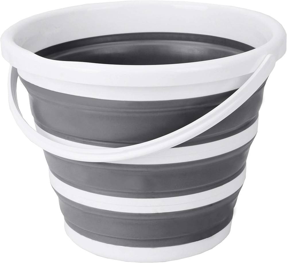 Eurow Collapsible Bucket with Handle, 10L (2.6 Gallons), Portable Gray and White Design for Indoo... | Amazon (US)