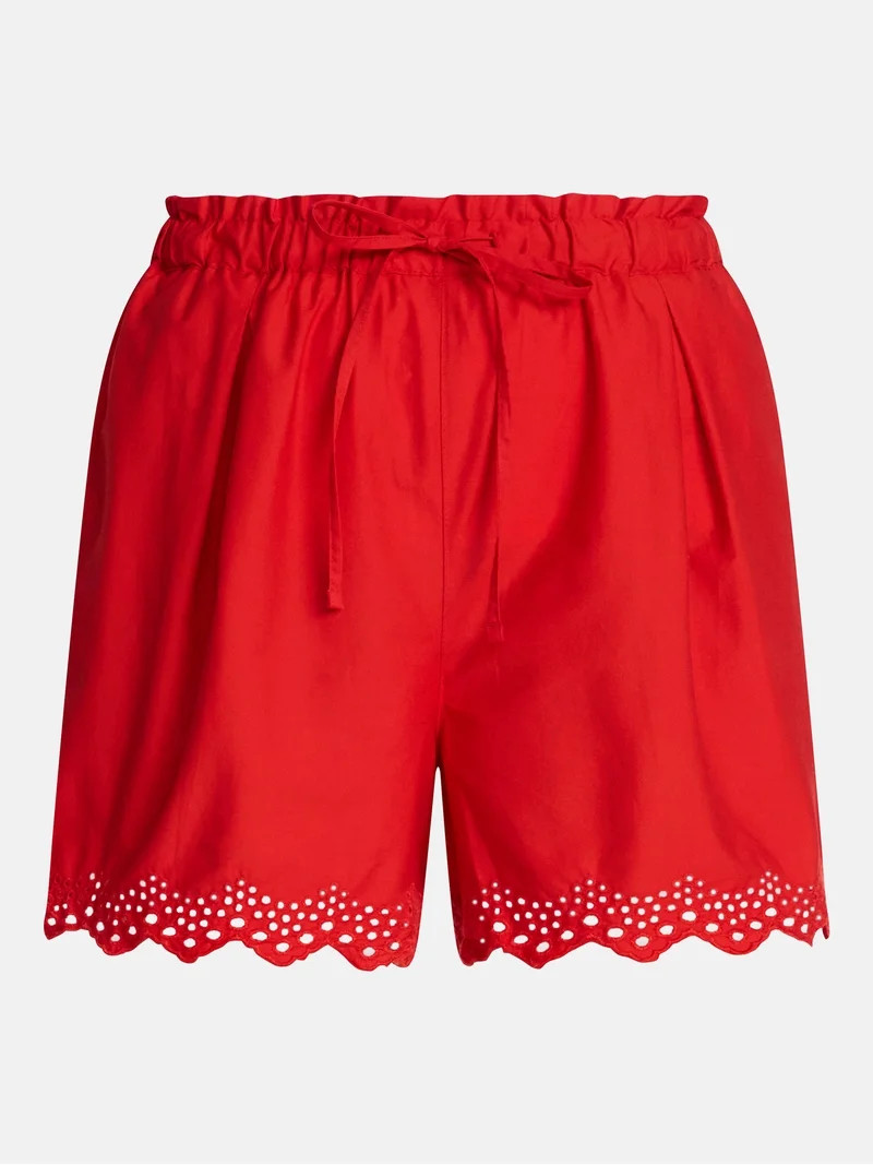 Time and Tru Women's Eyelet Trim Shorts, Sizes XS-XXXL | Walmart (US)