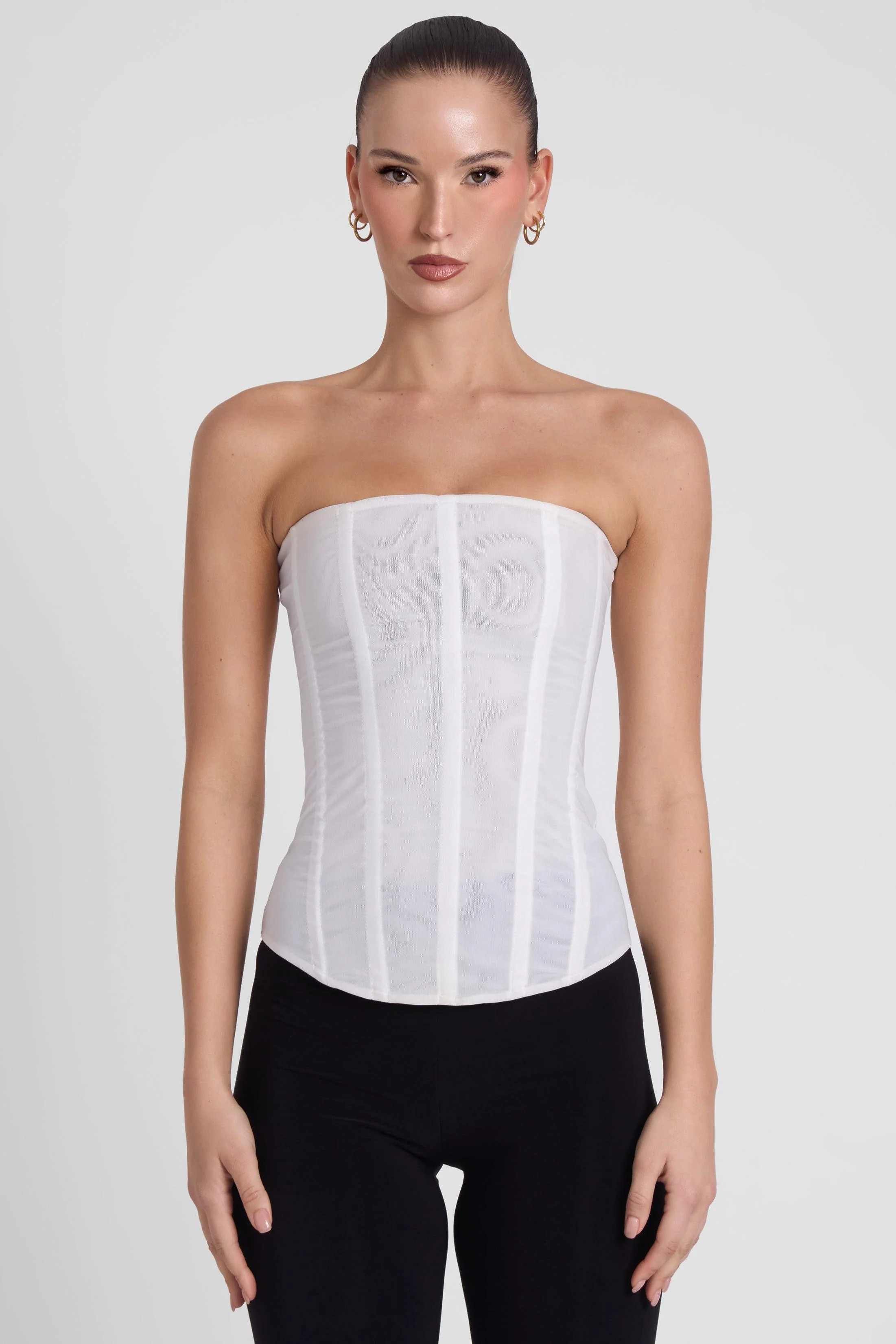 Muse Mesh Corset Top - White | LEAU (US)