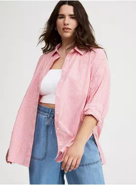 Soft Cotton Drop-Shoulder Shirt | Torrid (US & Canada)