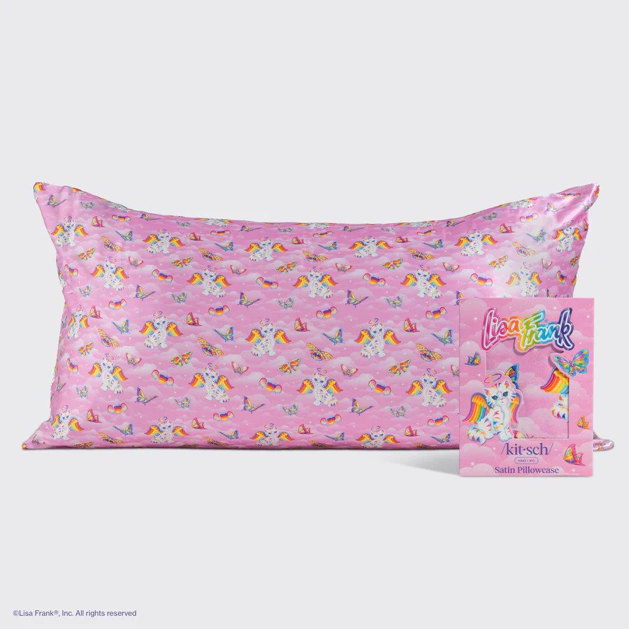 Lisa Frank x Kitsch Satin Pillowcase in Angel Kitty™ - King | Kitsch