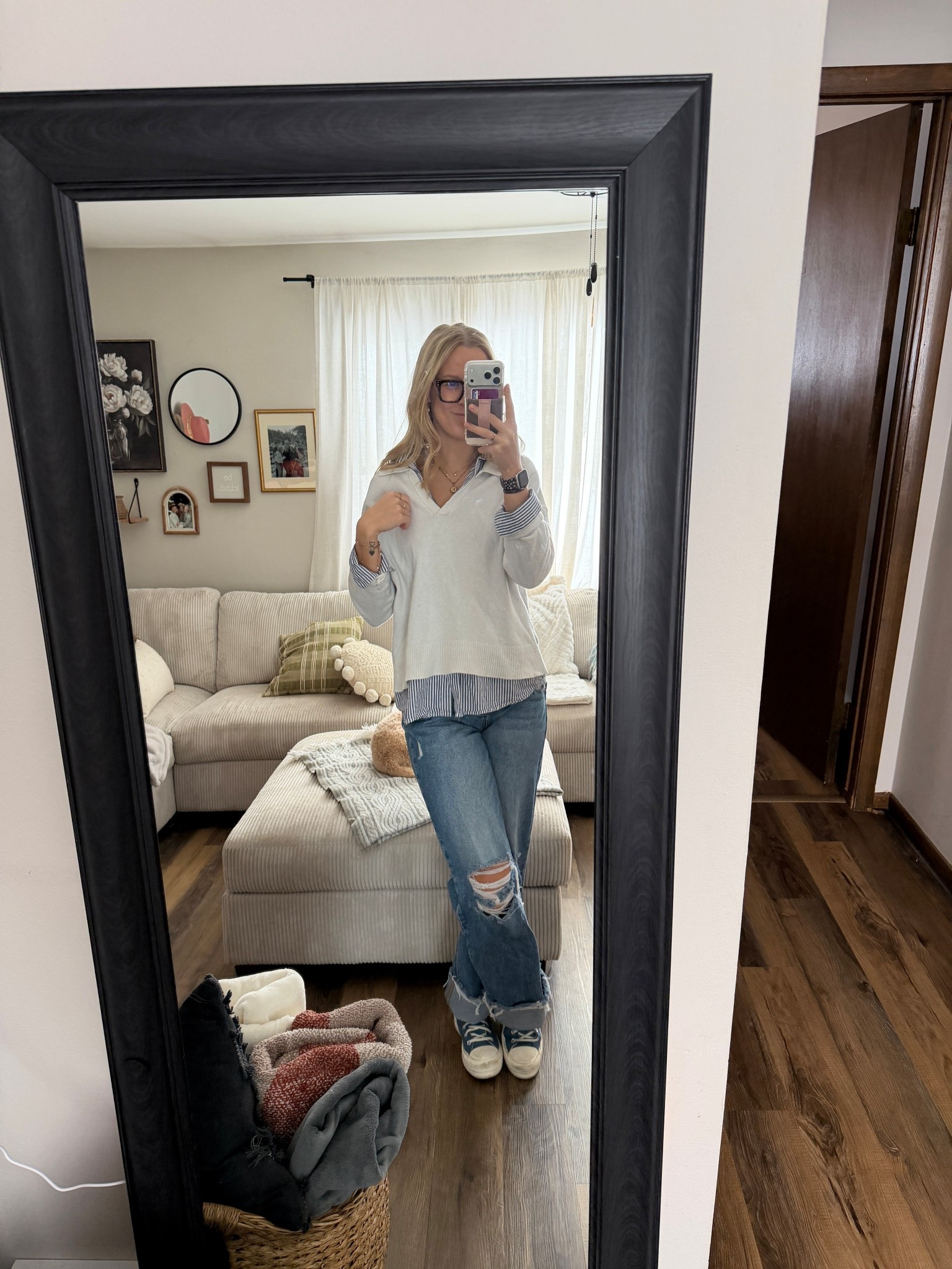 Sunday’s Lily’s outfit – 01.25.26 🌥️🥶

Small in floral printed jacket (from the small biz etta + east but linking some similar options for y’all)
26 in Vervet jeans (Buckle or Dry Goods)
8.5 in denim Converse sneakers (from Journey’s I believe)
Small in cream Old Navy sweater
Small in striped Old Navy button up shirt
*belt is from Target

winter outfits, winter fashion, sneakers outfits, Abercrombie denim, Abercrombie jeans, Abercrombie style, Abercrombie sale, Amazon coats, Amazon style, Amazon fashion, Amazon deals, Target tops, Target style, Target fashion, Adidas sneakers, trending sneakers, green sneakers, Adidas style, Adidas shoes, Adidas sale, Cyber Monday deals, Cyber Monday sales, trending outfits, hot deals

#LTKootd #LTKSeasonal #LTKOver40