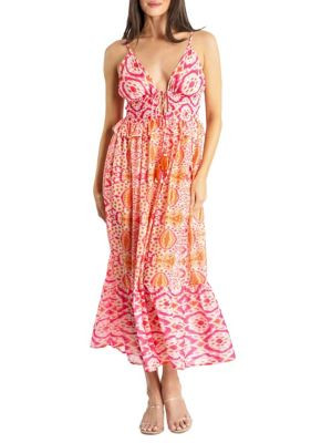 La Moda Clothing Ikat Tiered Midi Dress on SALE | Saks OFF 5TH | Saks Fifth Avenue OFF 5TH