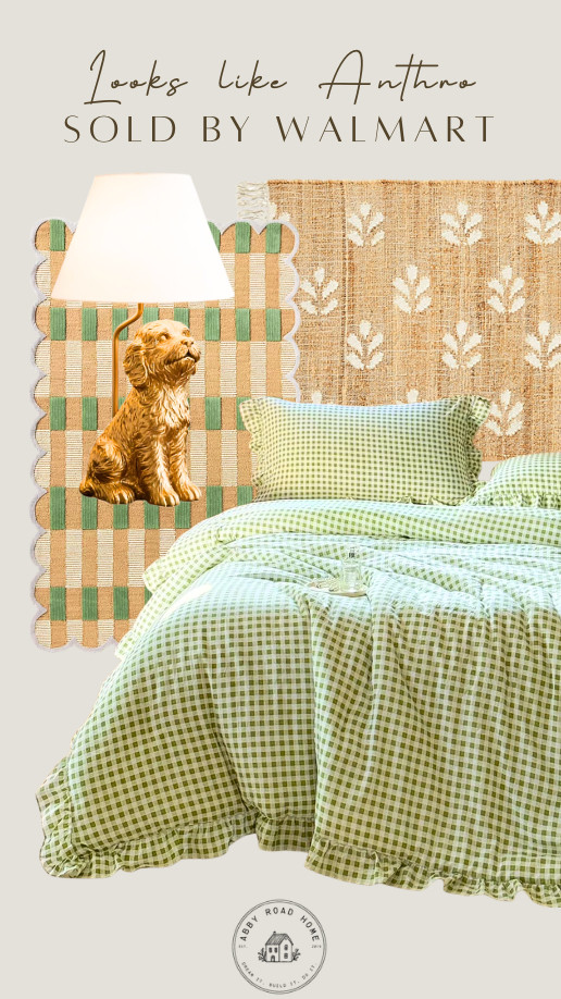 Anthropologie-inspired bedroom but make it Walmart 🌿

Green gingham bedding, layered natural rugs, and the cutest vintage-style dog lamp create the coziest cottage bedroom look — and every piece is affordable.

Sharing all the Walmart finds here.

#LTKHome #LTKFinds #LTKStyle #WalmartHome #WalmartDecor #AnthroInspired #AnthroDupe #CottagecoreHome #CottageBedroom #GreenBedroom #CozyBedroom #GinghamBedding #AffordableHomeDecor #BudgetHomeDecor #NeutralHome #HomeDecorInspo 

 