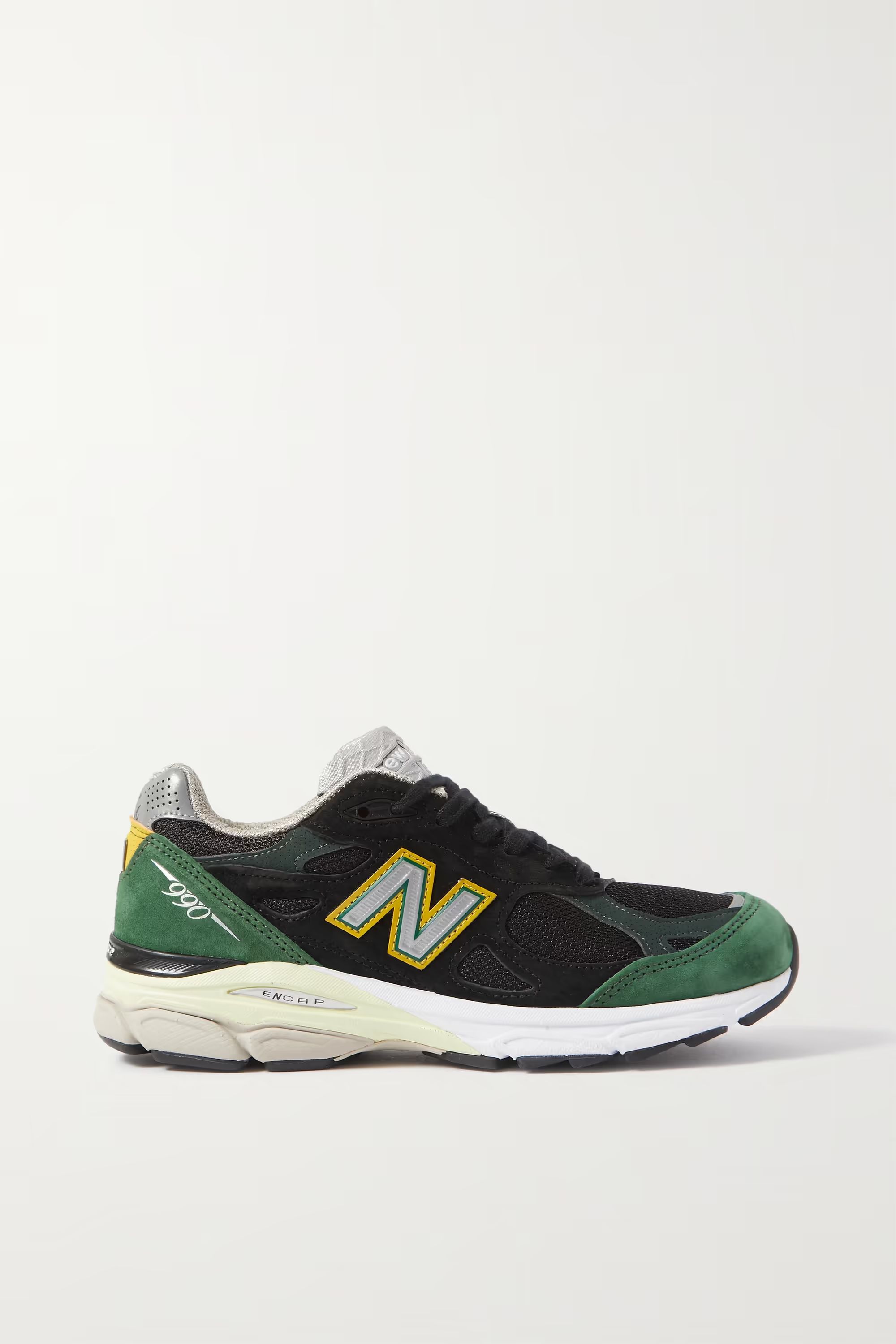 NEW BALANCE990v3 leather-trimmed suede and mesh sneakers | NET-A-PORTER (UK & EU)