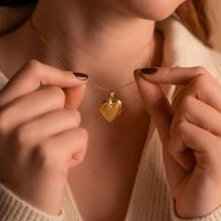 Heart Locket Necklace, Vintage Gold Pendant Photo Gift For Her, Mom | Etsy (US)