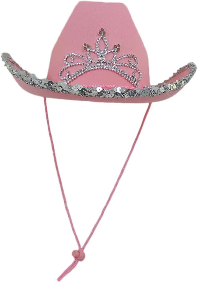 Pink Cowboy Cowgirl Tiara Felt Light Up Rodeo Princess Hat, One Per Order | Amazon (US)