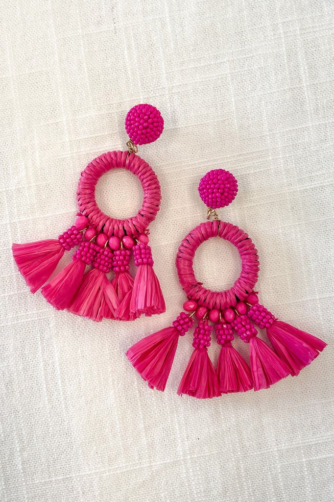 Bold Love Fuchsia Pink Tassel Earrings | The Mint Julep Boutique