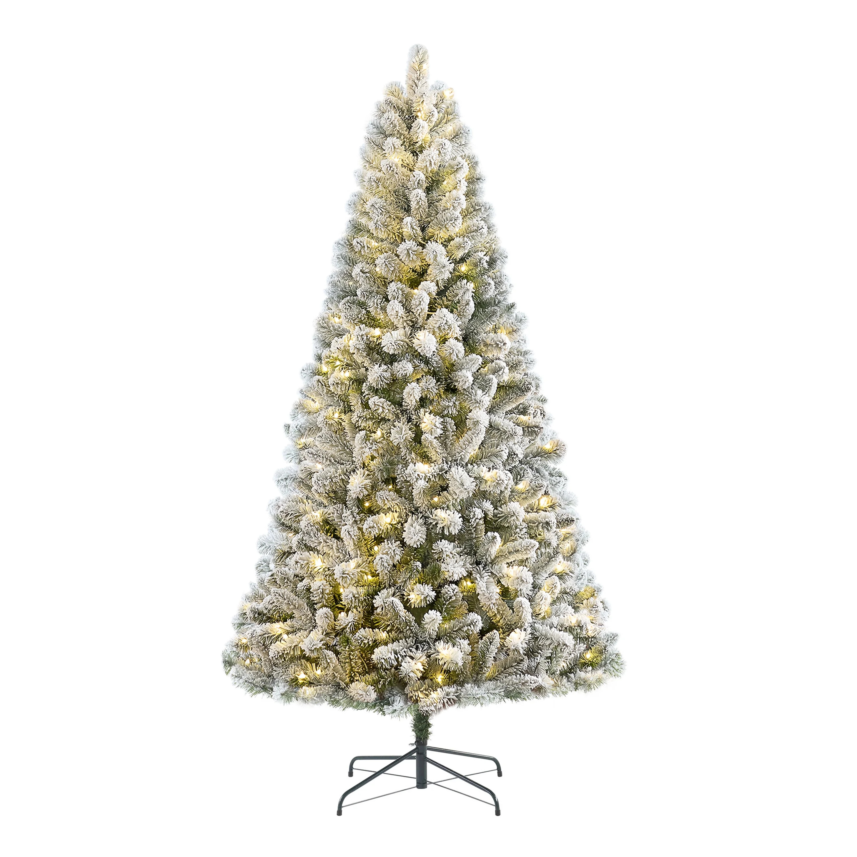 6.5 ft Pre-Lit Flocked Frisco Pine Artificial Christmas Tree with 250 Color-Changing LED Lights a... | Walmart (US)
