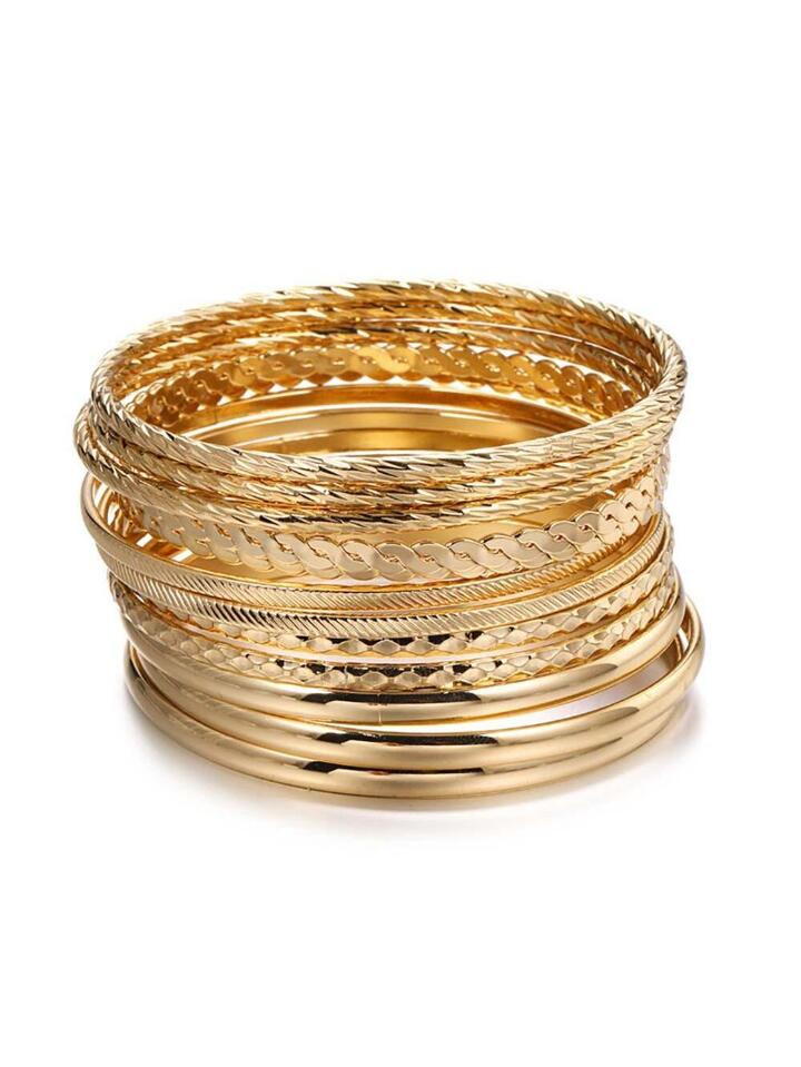 12pcs/set Textured Metal Bangle | SHEIN